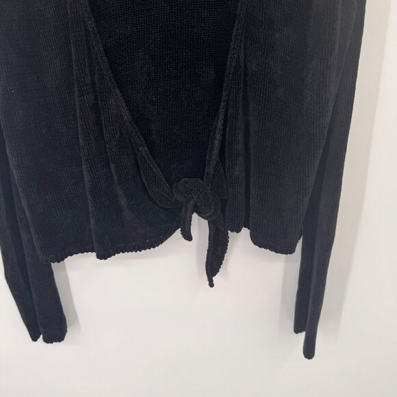Coldwater Creek Black Tie Front Chenille Cardigan size XL Womens Knit USA new - Picture 8 of 10